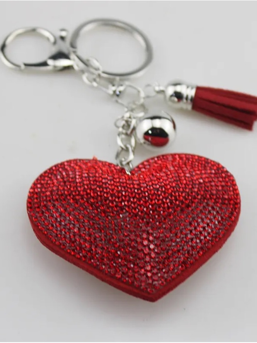 Red Heart Crystal Keychain Charm - Women Accessories